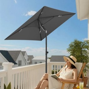 Guarda-sol jardim retangular de 190 x 120 cm com elevada proteção UV para varanda, cinzento