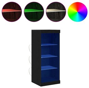 Buffet com Luzes LED Carvalho Preto 41x37x100 cm