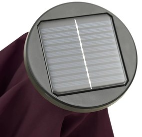 Guarda-sol c/ luzes LED 200x211 cm alumínio bordô