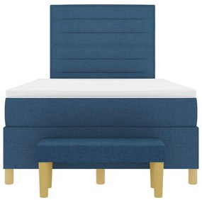 Cama Box Spring com Colchão &amp; Banco Azul 120x200 cm Tecido