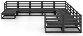 11 pcs conjunto lounge de jardim pinho maciço