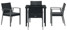 Conjunto de jantar de jardim de 5 peças com almofadas em rattan e poli