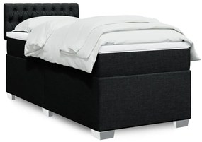 vidaXL Cama com molas/colchão 90x200 cm tecido preto