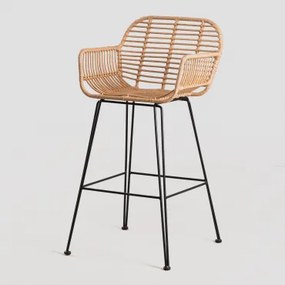 Pacote De 4 Bancos Altos De Jardim Em Rattan Sintético Eska Preto & ↑75 Cm - Sklum