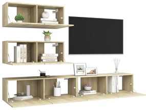 4pcs conjunto de móveis de TV derivados madeira carvalho sonoma