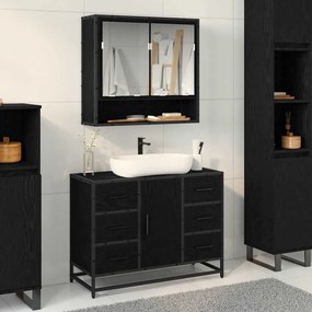 vidaXL Conjunto de Móveis para Banheiro com porta 2 pcs Carvalho preto