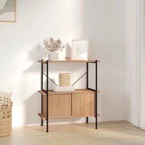 vidaXL Estante de 3 prat. c/ armário 80x40x92cm aço/derivados madeira