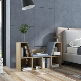 Estante para Livros 102x30x61 cm com Banco Integrado e 6 Cubos Estante Infantil com Assento Madeira e Cinzento