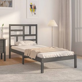 vidaXL Estrutura cama solteiro 90x200 cm madeira maciça cinzento