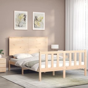 Estrutura de cama de casal com cabeceira madeira maciça