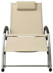 Espreguiçadeira com almofada textilene cor creme