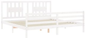 Estrutura de cama com cabeceira 200x200cm madeira maciça branco