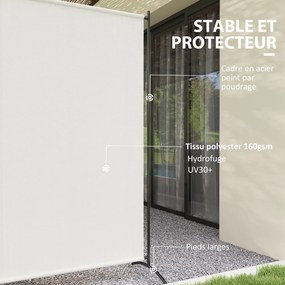 Biombo de exterior de painel único, divisória de 180 cm de altura com proteção UV30+, bege