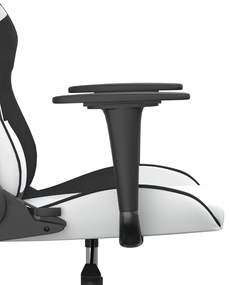 Cadeira gaming couro artificial branco e preto