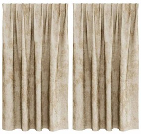 Cortinas de Veludo 2 peças com Ilhós Creme 140x140 cm