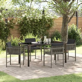 vidaXL Conjunto de Jantar para Jardim 5 pcs Cinzeto vime PE