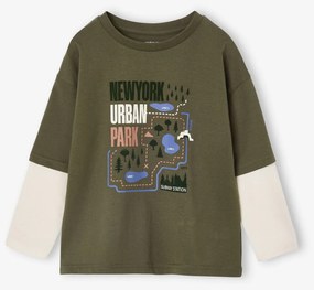 Camisola efeito 2 em 1, para menino caqui