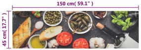 Tapete de cozinha lavável 45x150 cm veludo padrão vinho/jantar