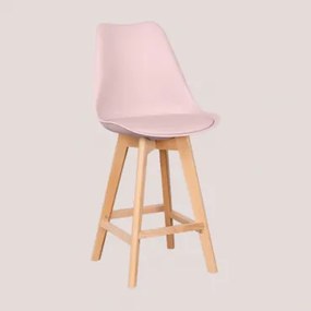 Pacote De 4 Bancos Altos De 65 Cm Com Almofada Em Couro Sintético Nórdico Cor-de-rosa Avelã - Sklum