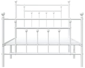 Estrutura de cama com cabeceira e pés 100x190 cm metal branco