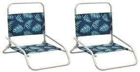 Cadeiras de praia dobráveis 2 pcs tecido padrão de folhas