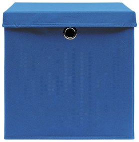 Caixas de arrumação com tampas 10 pcs 32x32x32 cm tecido azul