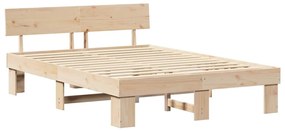 Estrutura da Cama com cabeceira Castanho 140 x 200 cm