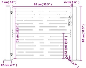 Portão de jardim 105x80 cm aço corten design quadrados