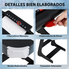 Mesa de hóquei de ar com marcador eletrónico Motor de 12 V 2 discos e 2 empurradores Jogo de hóquei de pé 144 x 68 x 79 cm Preto