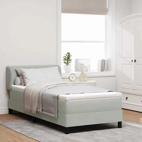 Cama Box Spring vidaXL com Colchão Cinza Claro 90x190 cm Veludo