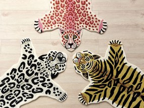 Tapete para crianças em lã preta e branca impressão de tigre 100 x 160 cm SHERE Beliani