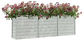 Canteiro elevado de jardim 240x40x77cm aço galvanizado prateado