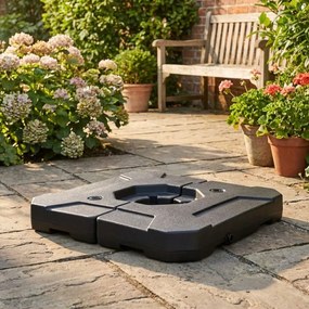 Base para guarda-sol 88 x 88 x 13 cm (BASE CRUZADA NÃO INCLUIDA), 124 kg, 2 placas quadradas pesadas, enchimento com água ou areia, com alças, 88 x 88