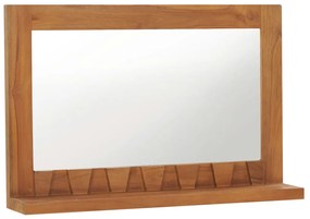 289071 vidaXL Espelho de parede com prateleira 60x12x40 cm teca maciça