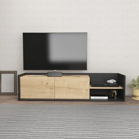 Móvel TV Krog – Cinza Antracite e Carvalho – 160 cm x 35 cm x 36,8 cm