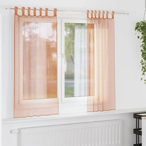 Cortinas de voile com laços 2 pcs terracota 140x140 cm