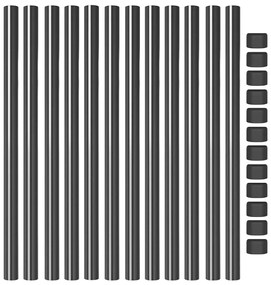 Postes de Cerca 12 pcs Cinzeto 90 cm Aço com Revestimento em Pó