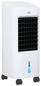 HOMCOM Climatizador de Ar 3 em 1 65 W Depósito de 7L Temporizador até 7,5H 3 Velocidades 3 Modos Oscilação 30x30,5x73,5 cm Branco