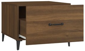 Mesas de centro com pernas de metal 2 pcs 50x50x40 cm castanho