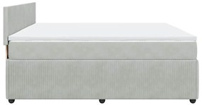 Cama com molas/colchão 200x200 cm veludo cinzento-claro