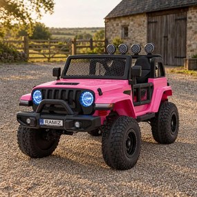 Jipe elétrico para Crianças OFF-ROAD 3.0 12V 4x4 Rodas Espuma EVA, Assento couro ecológico Rosa