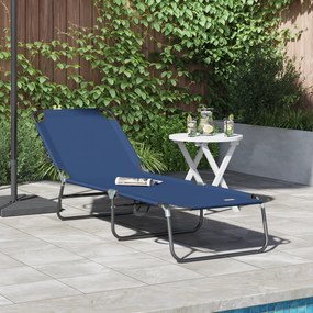 vidaXL Espreguiçadeira Dobrável Portátil Azul 600D Tecido Oxford