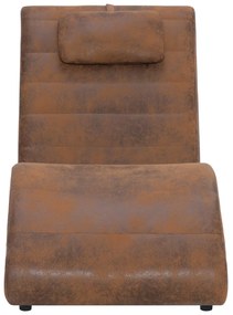 Chaise longue com almofada camurça artificial castanho