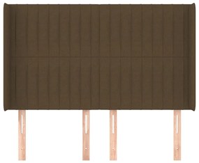 Cabeceira cama c/ abas tecido 147x16x118/128 cm castanho-escuro
