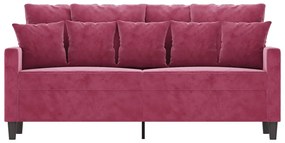 Sofá de 2 lugares veludo 140 cm vermelho tinto
