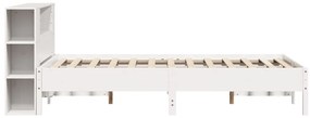 Cama com estante sem colchão 140x200 cm pinho maciço branco