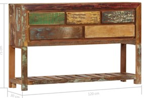 Aparador 120x30x75 cm madeira recuperada maciça