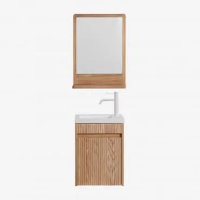 Conjunto De Móvel De Casa De Banho Em Madeira Com Lavatório Integrado Narek Castanho Fresno & Madeira Retangular 50x70 Cm Mazure & - Sklum