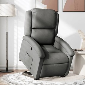 vidaXL Poltrona reclinável elevatória tecido cinzento-escuro