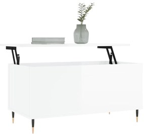 Mesa centro 90x44,5x45 cm derivados de madeira branco brilhante